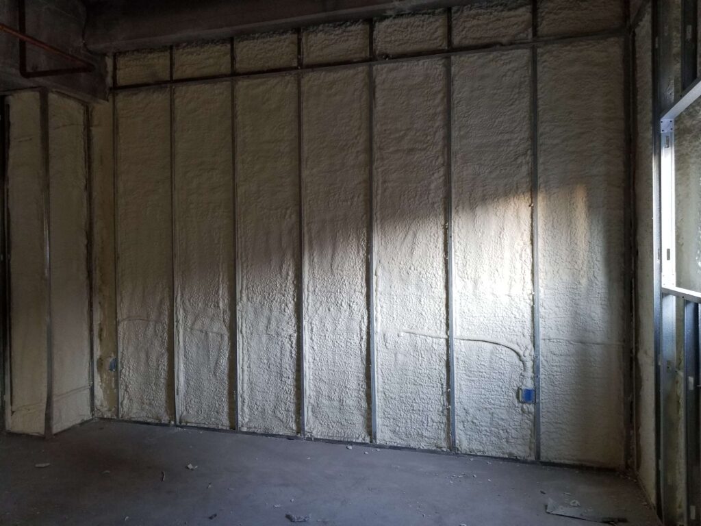 spray foam insulation in a commercial building