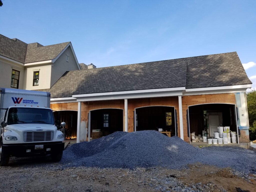 garage insulation being installed