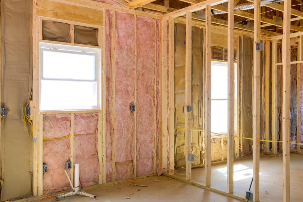 New construction with fiberglass insulation